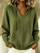 Soft Hooded Pocket Knit Sweater