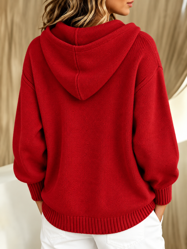 Soft Hooded Pocket Knit Sweater