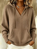 Soft Hooded Pocket Knit Sweater