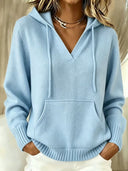 Soft Hooded Pocket Knit Sweater