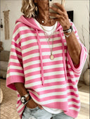 Soft Hooded Striped Knit Sweater
