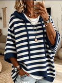 Soft Hooded Striped Knit Sweater