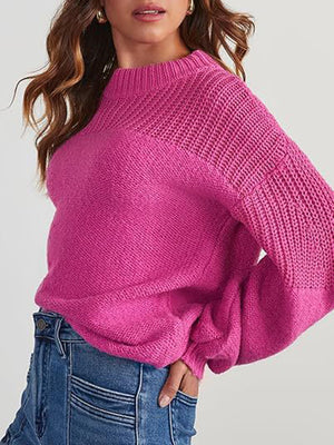 Soft Knit Casual Bell-Sleeve Long-Sleeve Sweater
