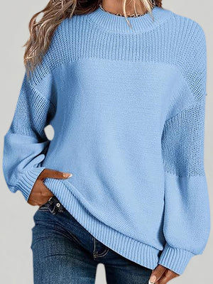 Soft Knit Casual Bell-Sleeve Long-Sleeve Sweater