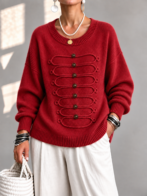 Soft Raised Cord Detail Knit Sweater