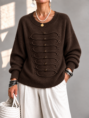 Soft Raised Cord Detail Knit Sweater
