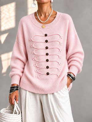 Soft Raised Cord Detail Knit Sweater