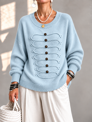 Soft Raised Cord Detail Knit Sweater