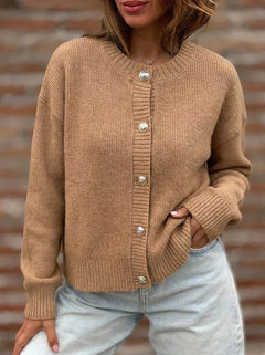 Solid Button Front Knit Cardigan