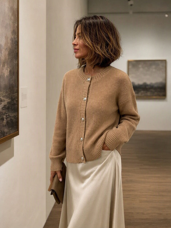Solid Button Front Knit Cardigan
