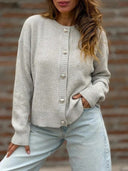 Solid Button Front Knit Cardigan