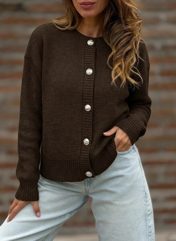 Solid Button Front Knit Cardigan