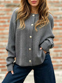 Solid Button Front Knit Cardigan