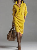 Solid Color Cozy Knit Midi Dress