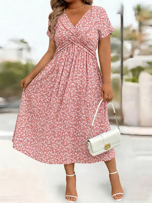 Sophisticated Twisted Detail Floral Midi Dress