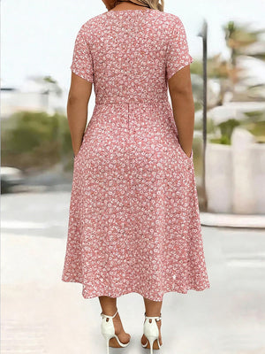 Sophisticated Twisted Detail Floral Midi Dress