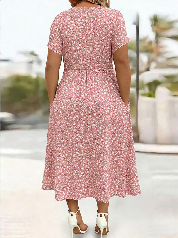 Sophisticated Twisted Detail Floral Midi Dress