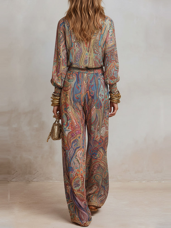 Sophisticated Casual Printed Two-Piece Set