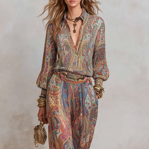 Sophisticated Casual Printed Two-Piece Set