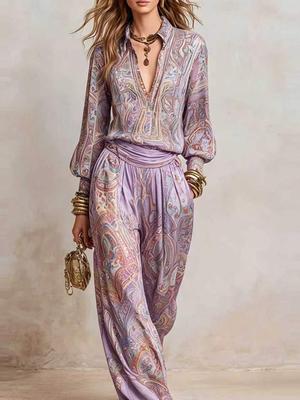 Sophisticated Casual Printed Two-Piece Set