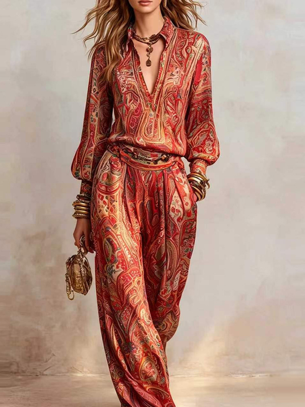 Sophisticated Casual Printed Two-Piece Set