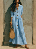 Sophisticated Flowing Button Down Maxi Dress