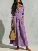Sophisticated Flowing Button Down Maxi Dress
