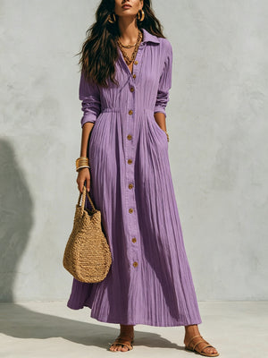 Sophisticated Flowing Button Down Maxi Dress