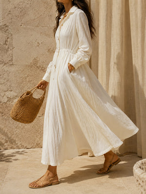 Sophisticated Flowing Button Down Maxi Dress