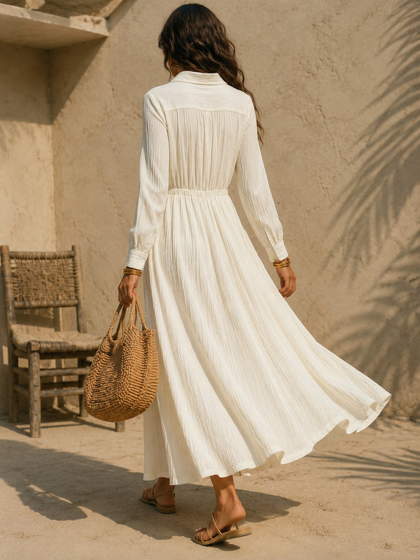 Sophisticated Flowing Button Down Maxi Dress