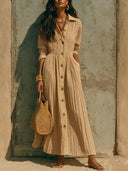 Sophisticated Flowing Button Down Maxi Dress