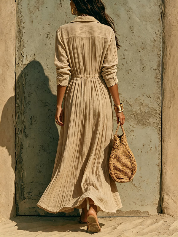 Sophisticated Flowing Button Down Maxi Dress