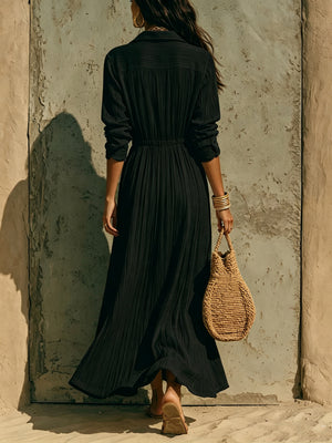 Sophisticated Flowing Button Down Maxi Dress