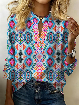 Statement Geometric Printed Long Sleeve Top