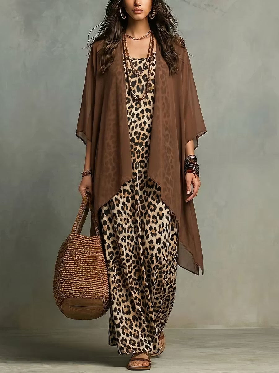 Statement Leopard Print Elegant Dress Set