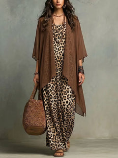 Statement Leopard Print Elegant Dress Set