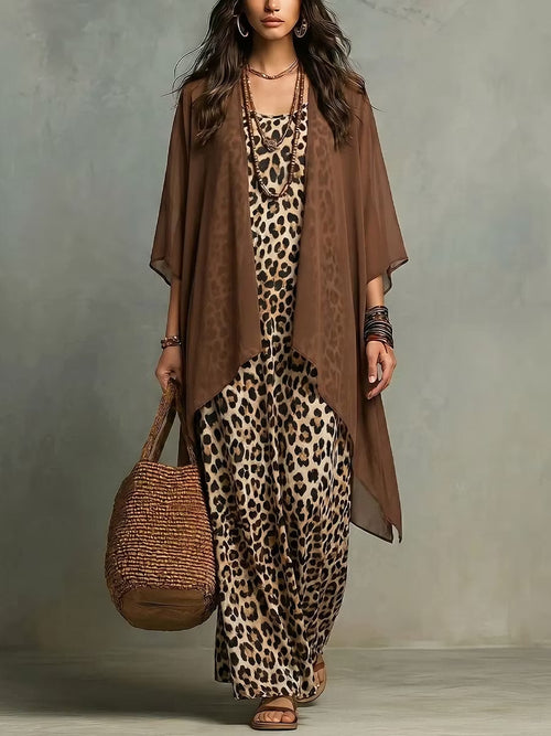 Statement Leopard Print Elegant Dress Set