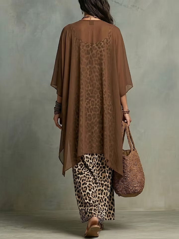 Statement Leopard Print Elegant Dress Set