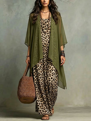Statement Leopard Print Elegant Dress Set
