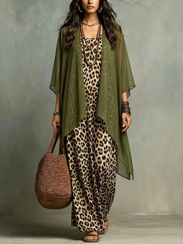 Statement Leopard Print Elegant Dress Set