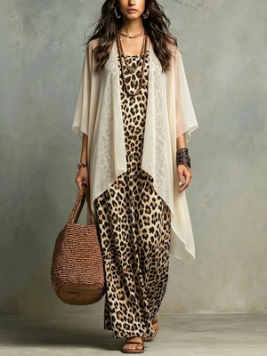 Statement Leopard Print Elegant Dress Set