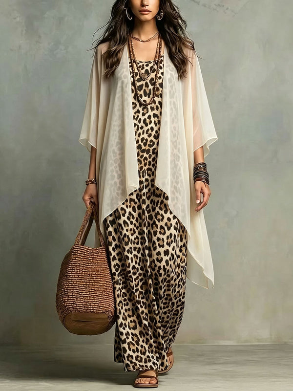 Statement Leopard Print Elegant Dress Set