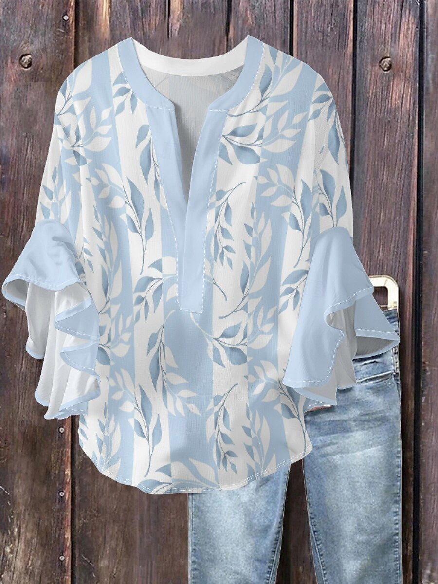 Statement Print Ruffle Sleeve Top