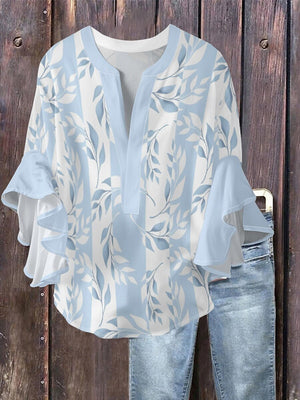 Statement Print Ruffle Sleeve Top
