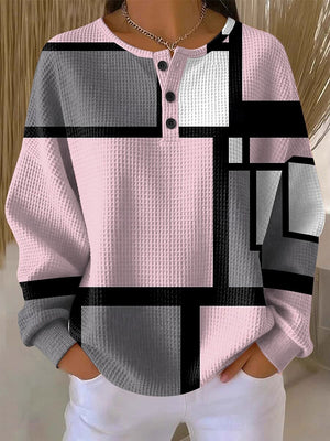 Statement Waffle Color-Block Top