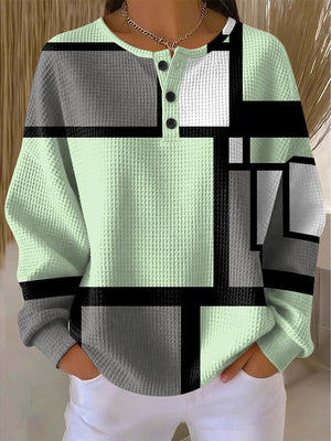 Statement Waffle Color-Block Top