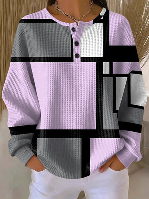 Statement Waffle Color-Block Top