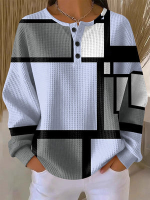 Statement Waffle Color-Block Top