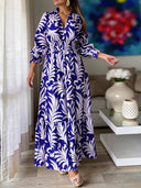 Stylish Boho Print Long Sleeve Maxi Dress