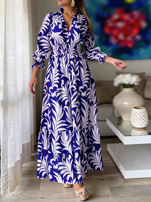 Stylish Boho Print Long Sleeve Maxi Dress